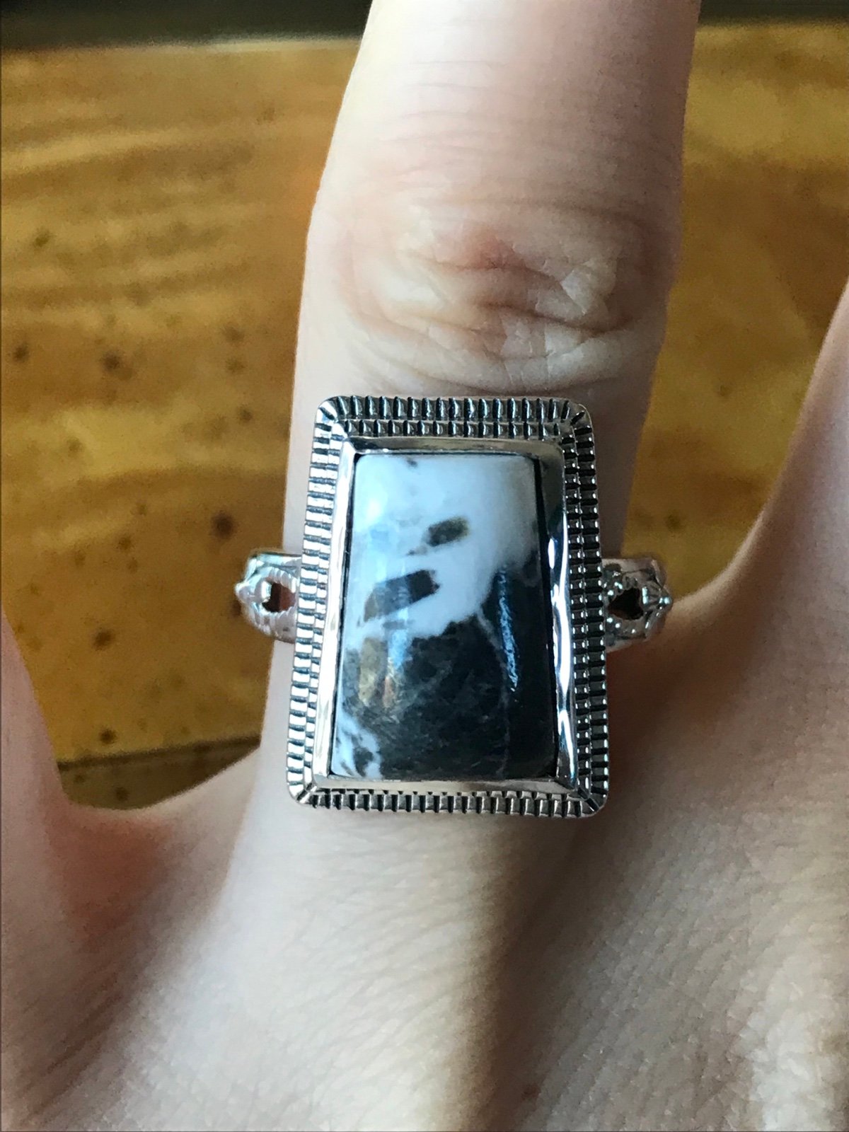 Genuine White Buffalo Turquoise Sterling Silver Ring