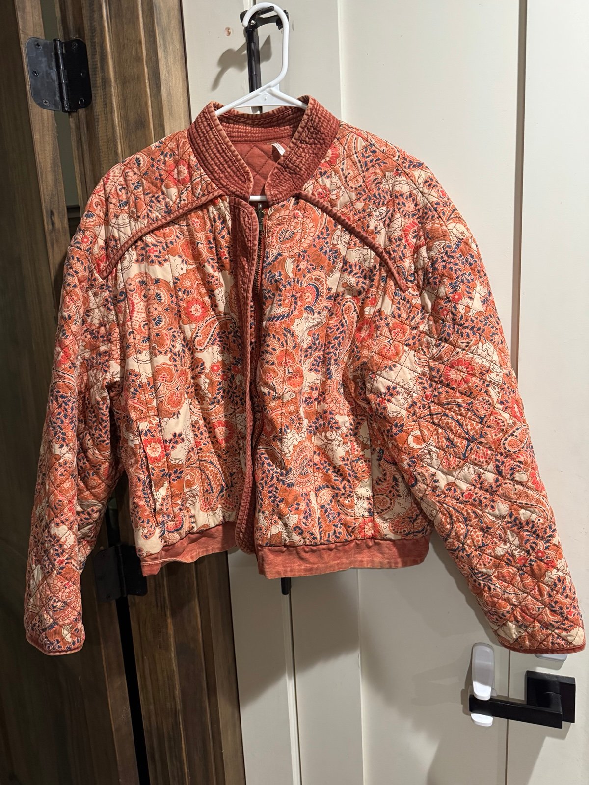 Free people reversible paisley bomber jacket