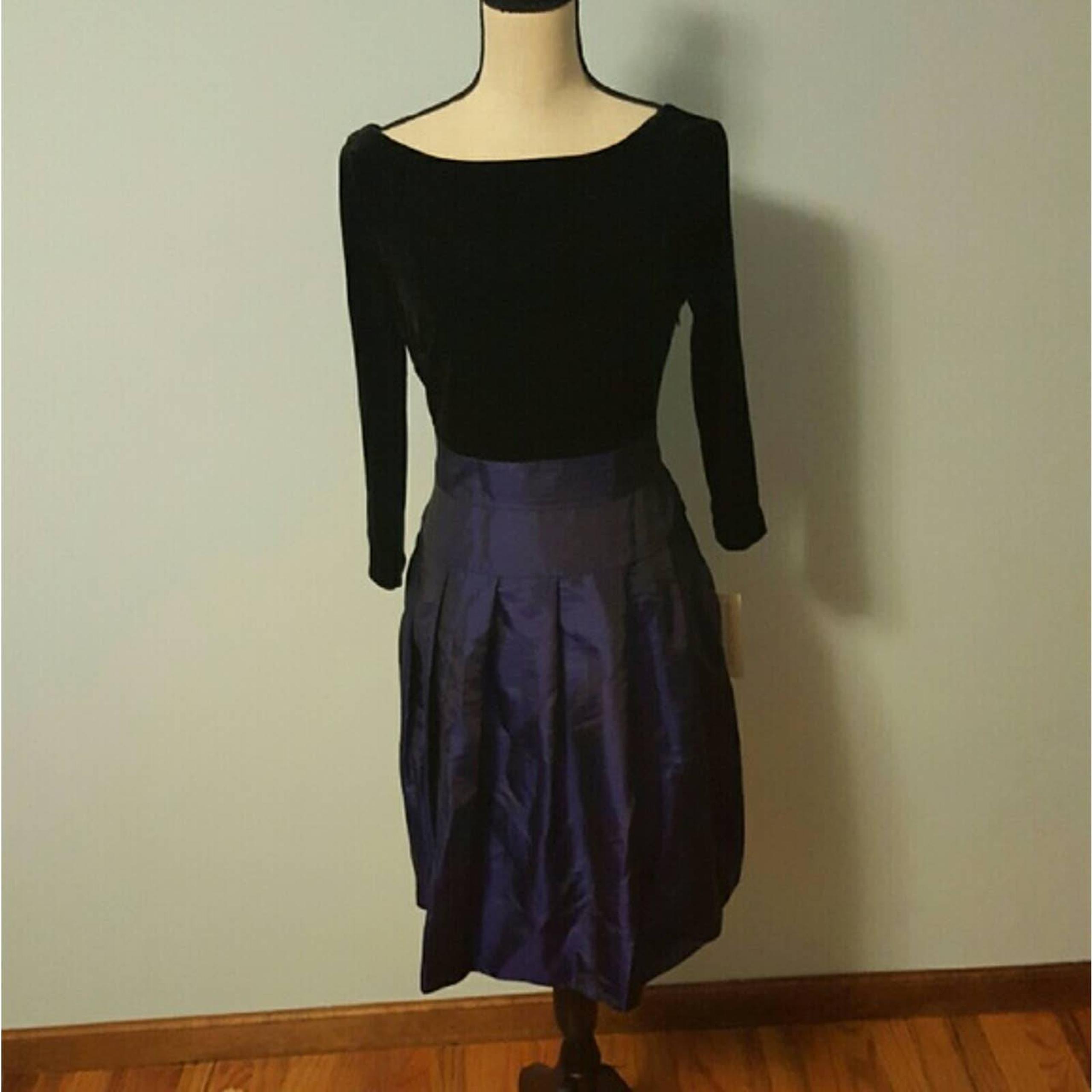 NWT Evan Picone Empress Purple/Black Tie Waist Dress Size 8