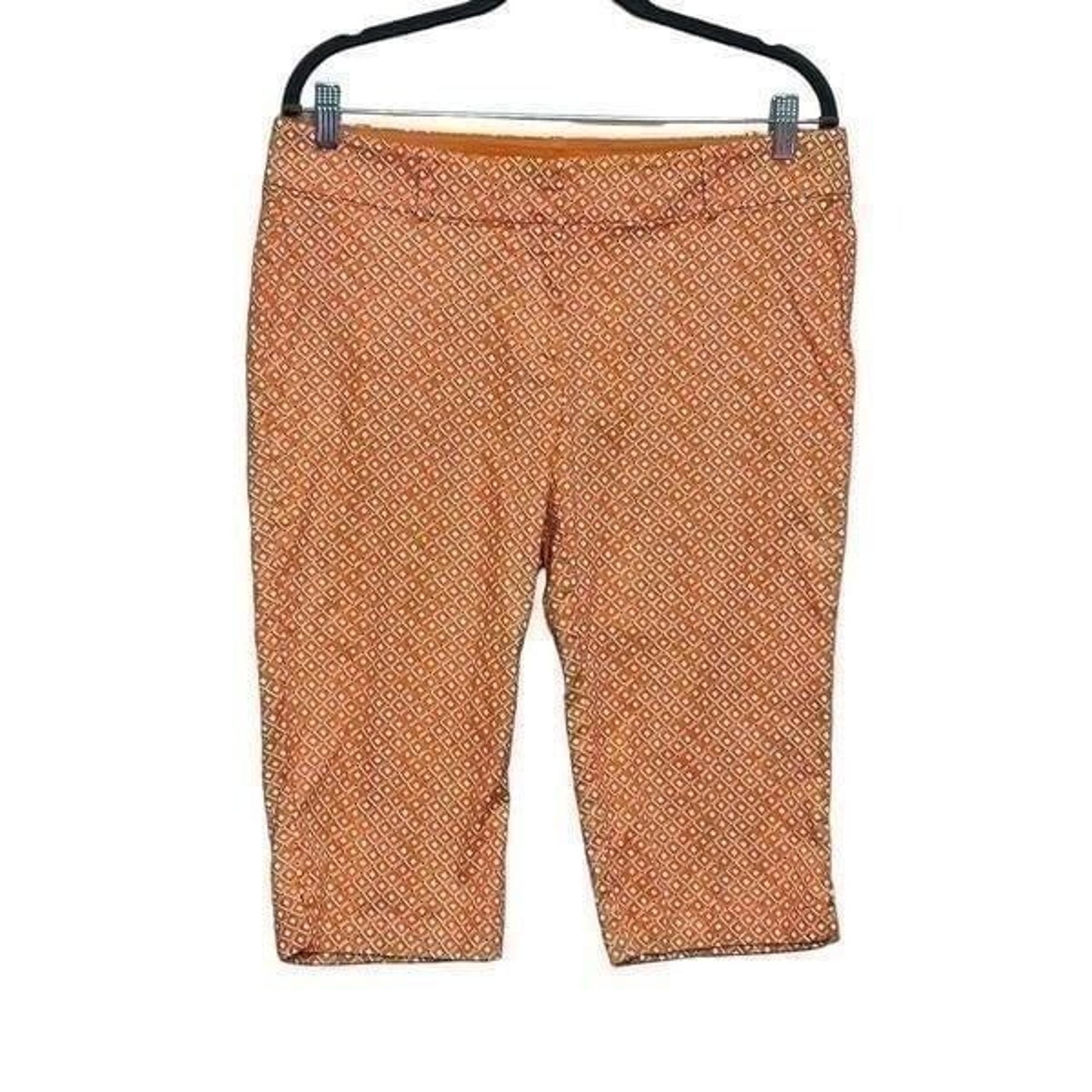 Ann Taylor orange and white print Bermuda shorts size 10
