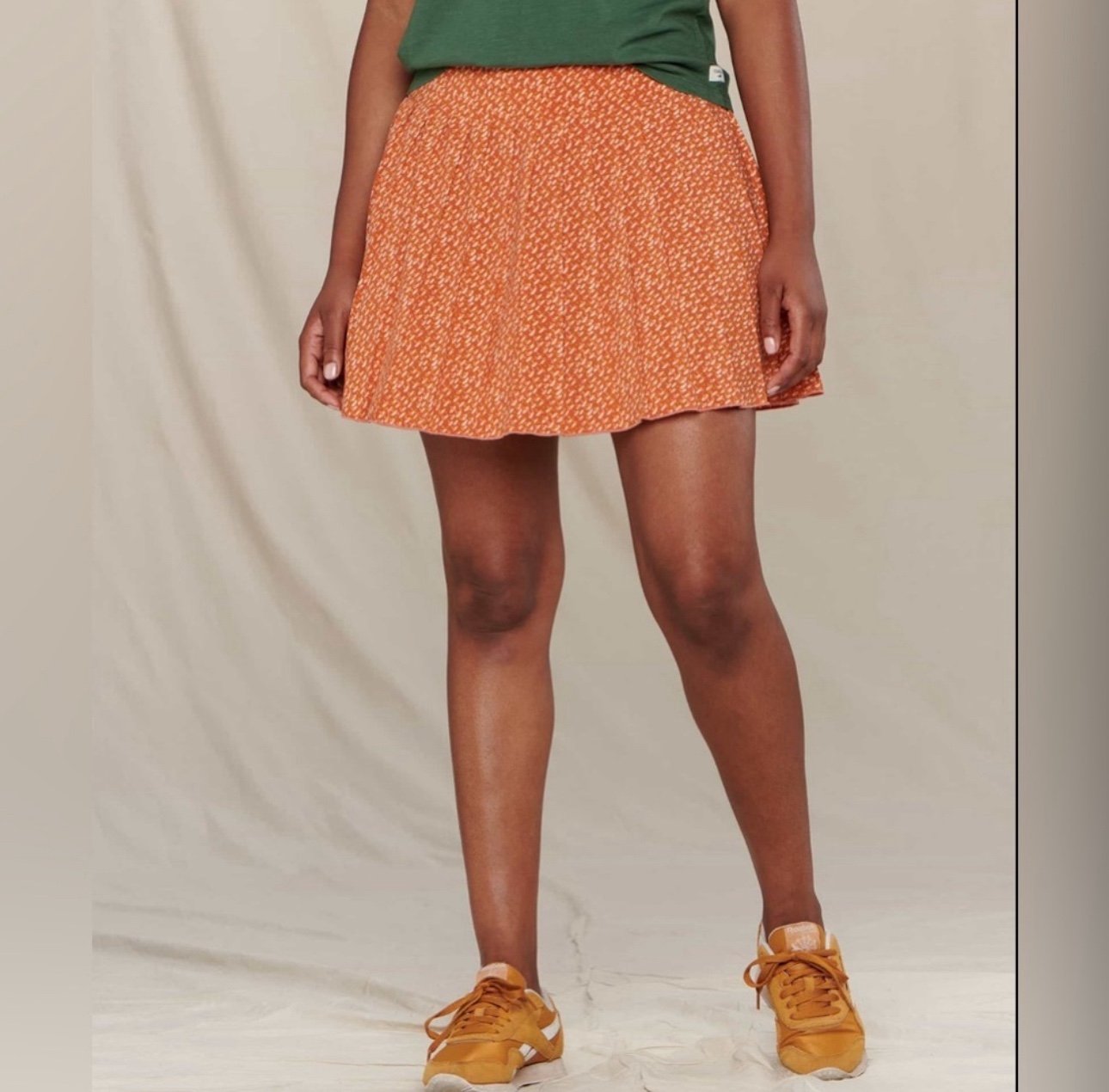 NWT Toad&Co Size L Recycled Poly Sunkissed Pleated Active Rust Skort W Pockets