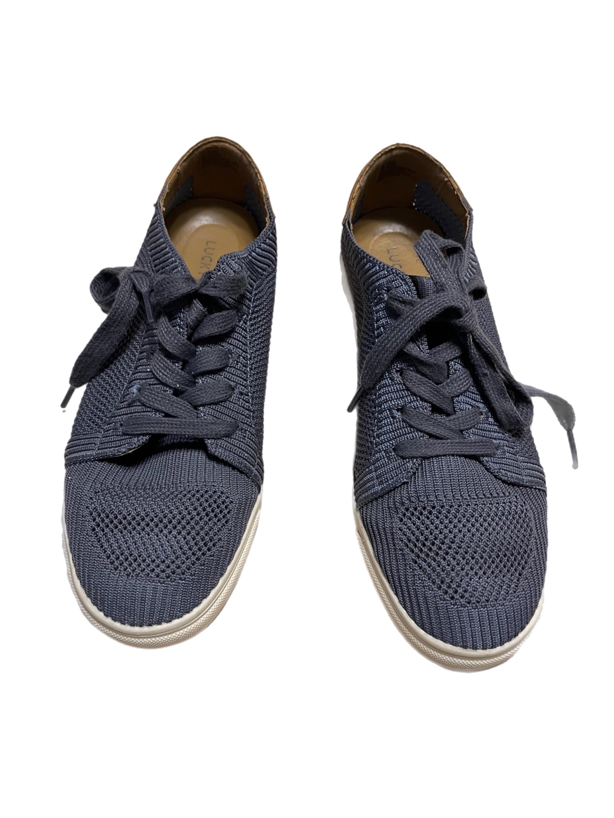 Lucky Brand Women's Luika Woven Sneakers Shoes Dusty Blue Knit Size 8.5 M