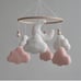 Pink and white cloud baby mobile