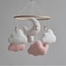 Pink and white cloud baby mobile