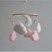 Pink and white cloud baby mobile