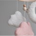 Pink and white cloud baby mobile