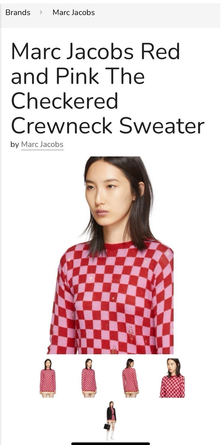 Marc Jacobs Red and Pink The Checkered Crewneck Sweater