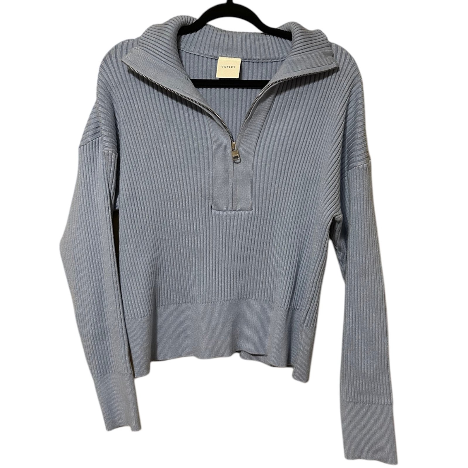 Varley Janie Ribbed Light Blue Sweater Sz M