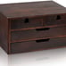Bamboo Desk Organizer, Bamboo Storage Cabinet Box with 4 Drawer for Letters