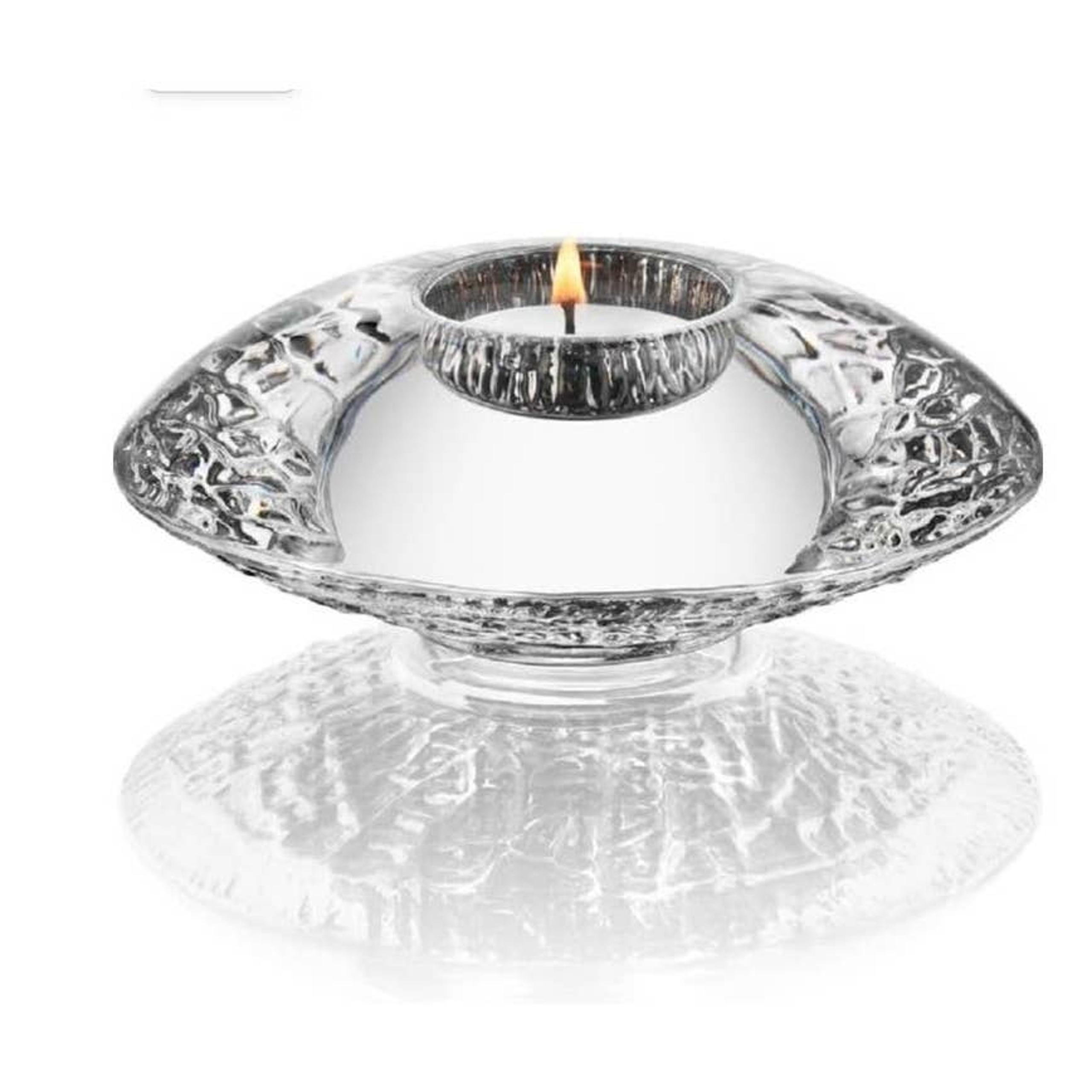 Orrefors Kosta Boda Sweden Crystal Discus Votive Candle Holder Tealight NEW