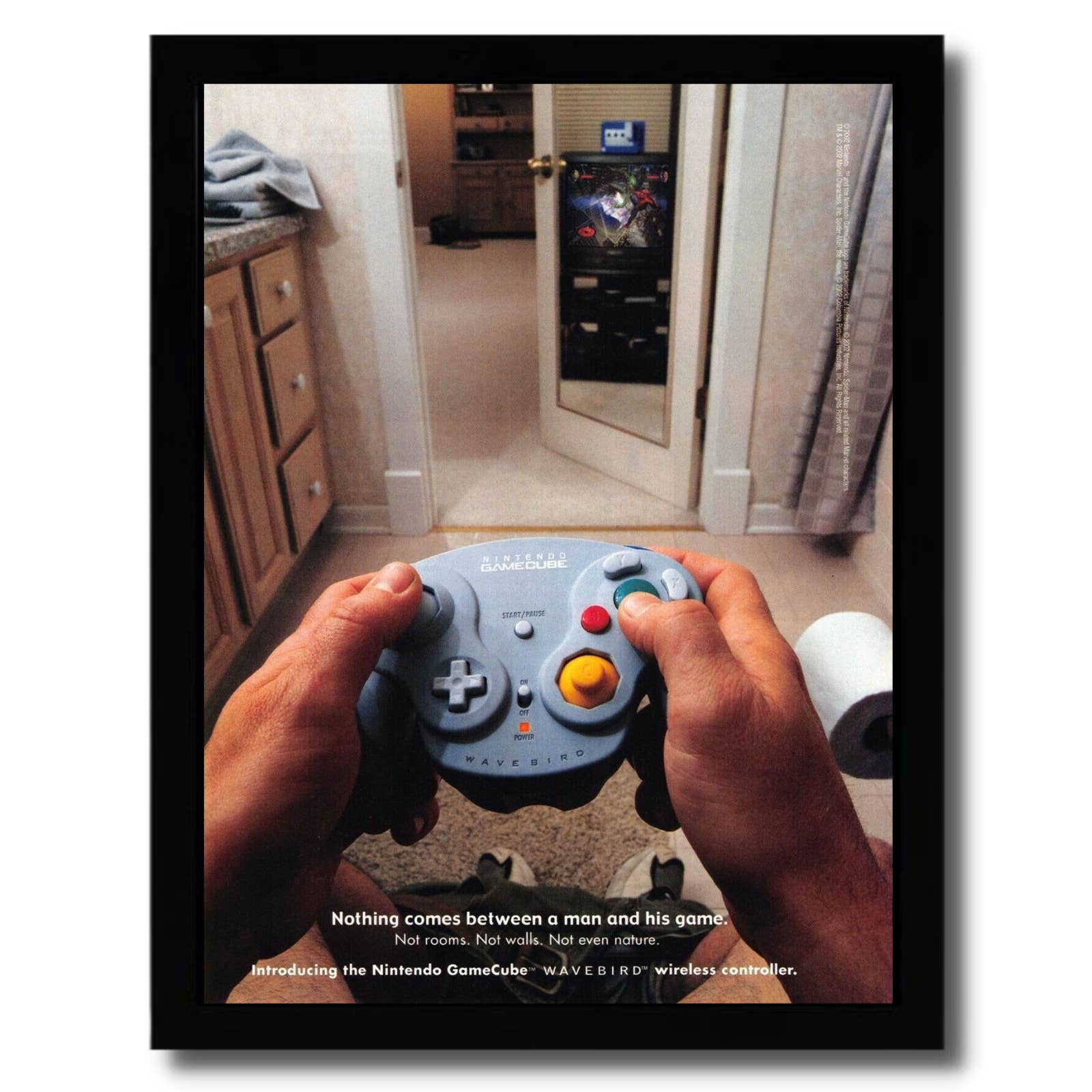 2002 Nintendo Gamecube WAVEBIRD Controller Framed Print Ad/Poster Official Art