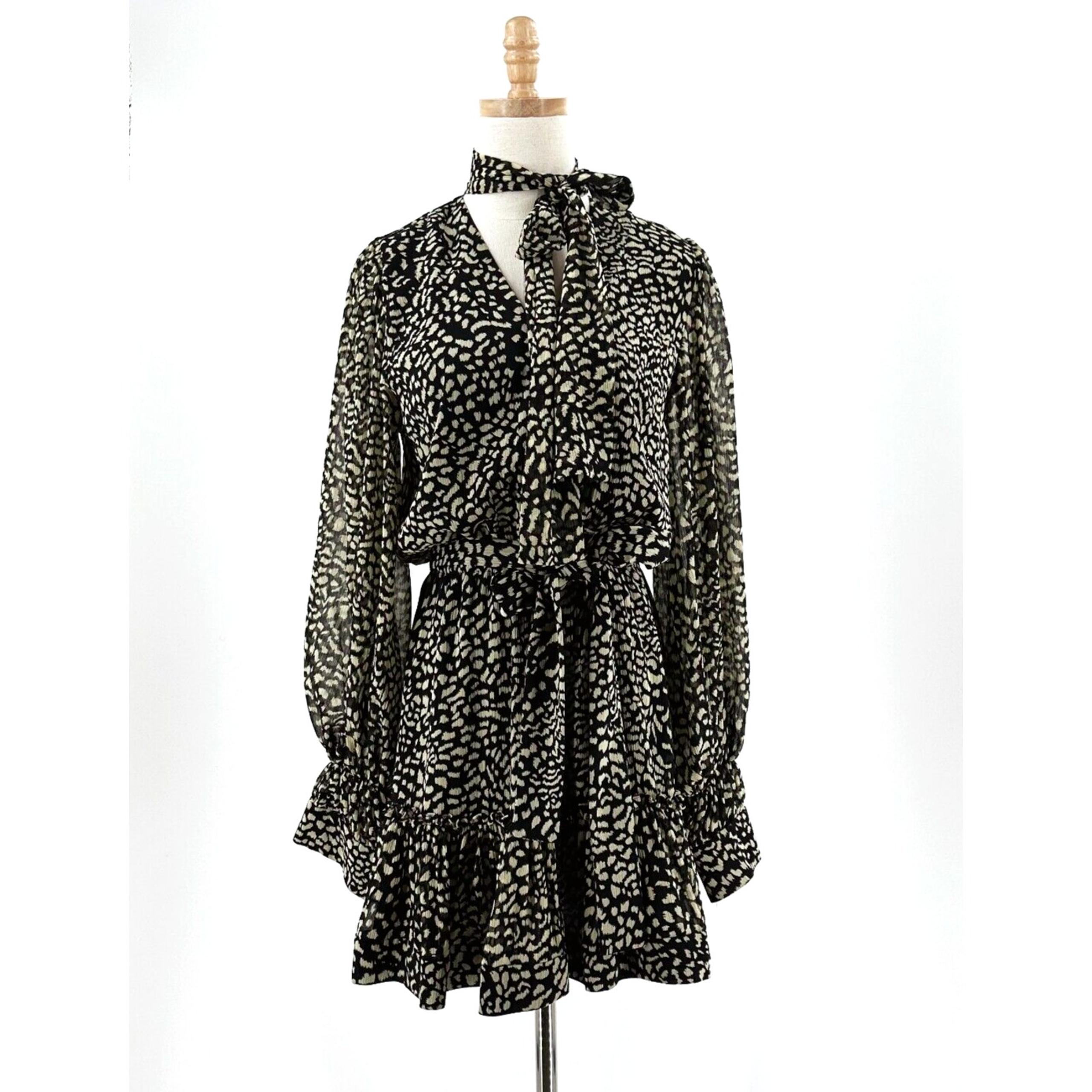 Alexis Women Malika Dress Small Georgette Ruffle Sheer Feminine Dainty Flowy