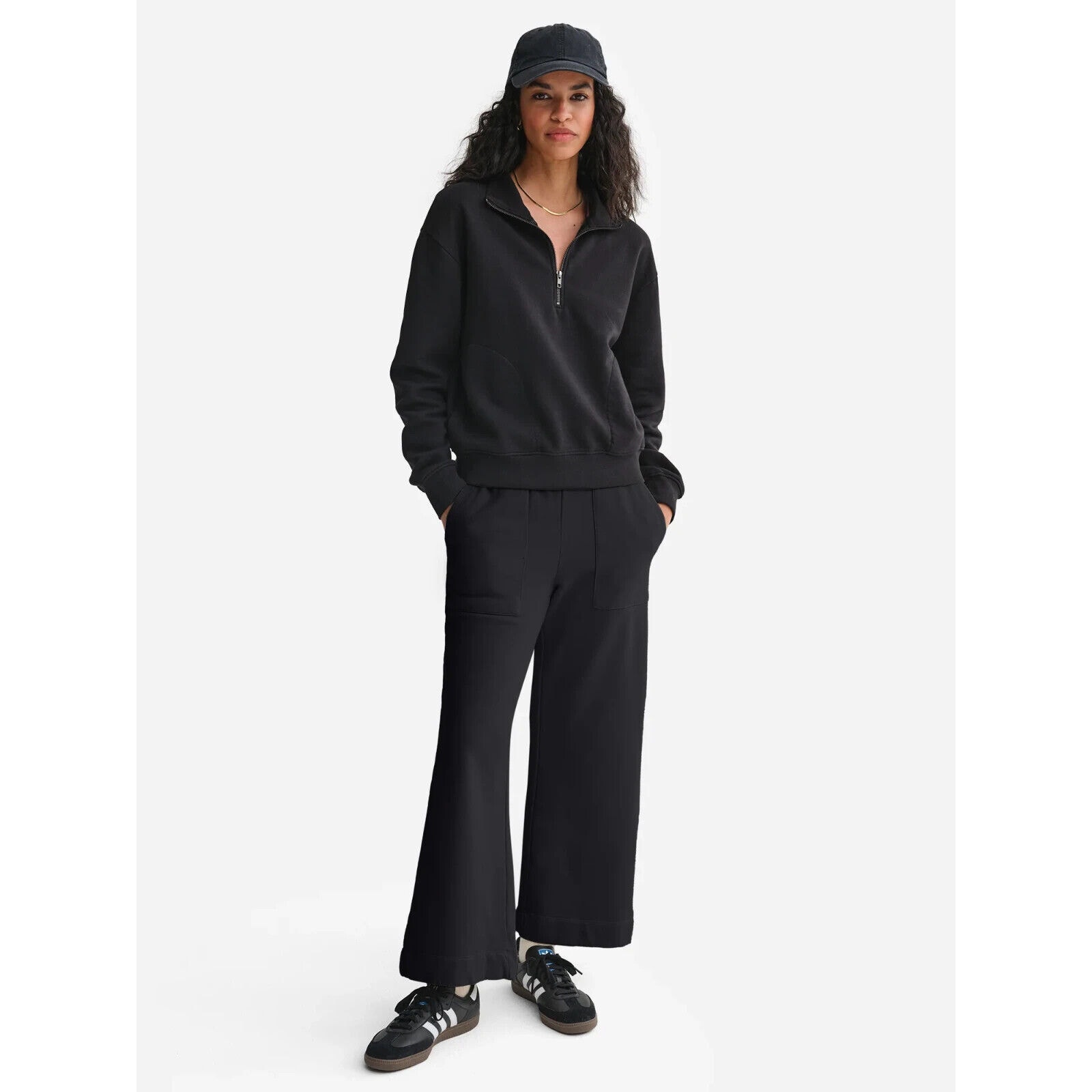 MATE THE LABEL ORGANIC COTTON WIDE LEG POCKET SWEATPANTS BLACK M NWOT