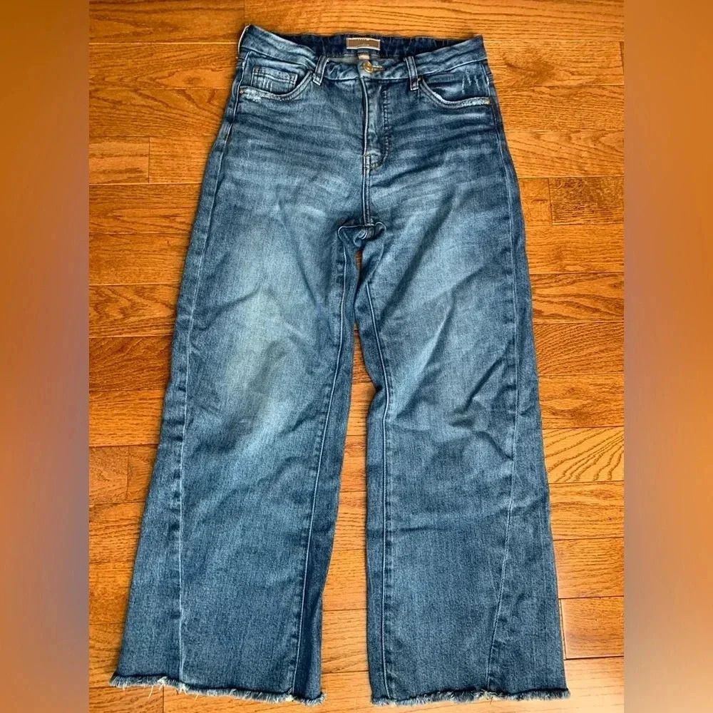 Kut from the Kloth womens jeans size 0 Meg High rise Fab Ab wide leg raw hem