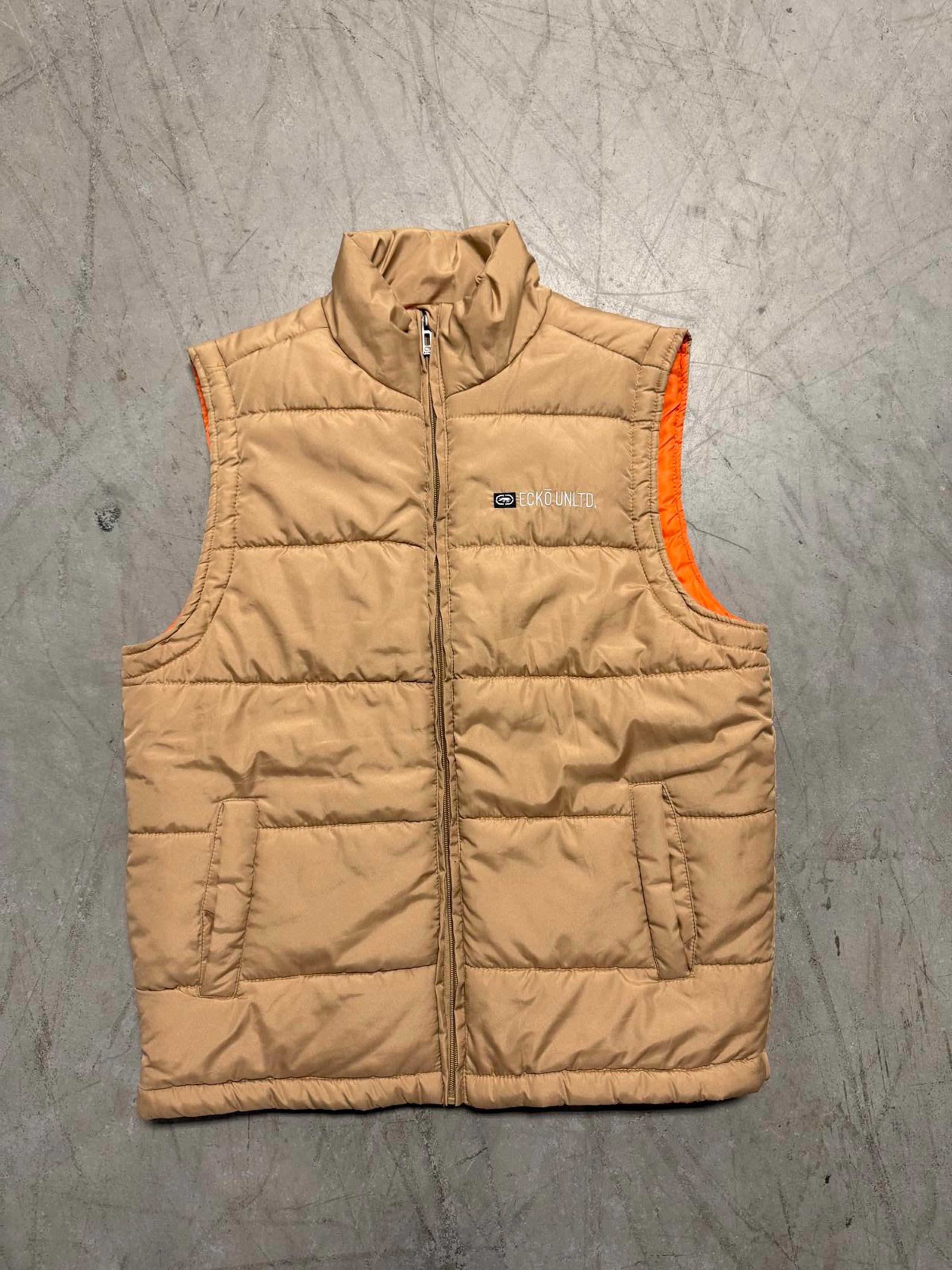Ecko Unlimited Men's Puffer Vest - Tan & Orange