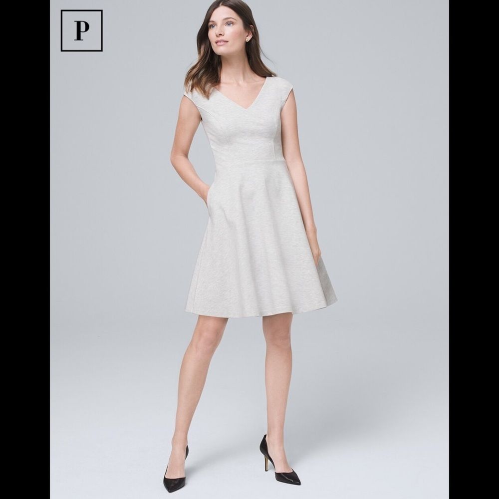 WHBM Petite Ponte Knit Fit-And-Flare Dress