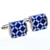 Elegant Mother of Pearl and Lapis Diamond Crosshatch Cufflinks