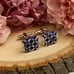 Elegant Mother of Pearl and Lapis Diamond Crosshatch Cufflinks