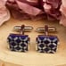 Elegant Mother of Pearl and Lapis Diamond Crosshatch Cufflinks