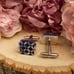Elegant Mother of Pearl and Lapis Diamond Crosshatch Cufflinks