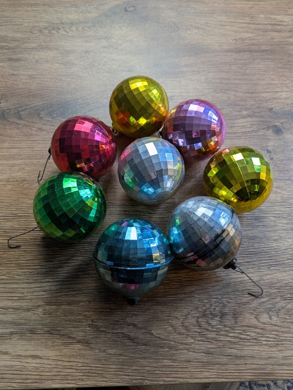 Vintage Christmas Ornaments Plastic Disco Balls Lot Of 8