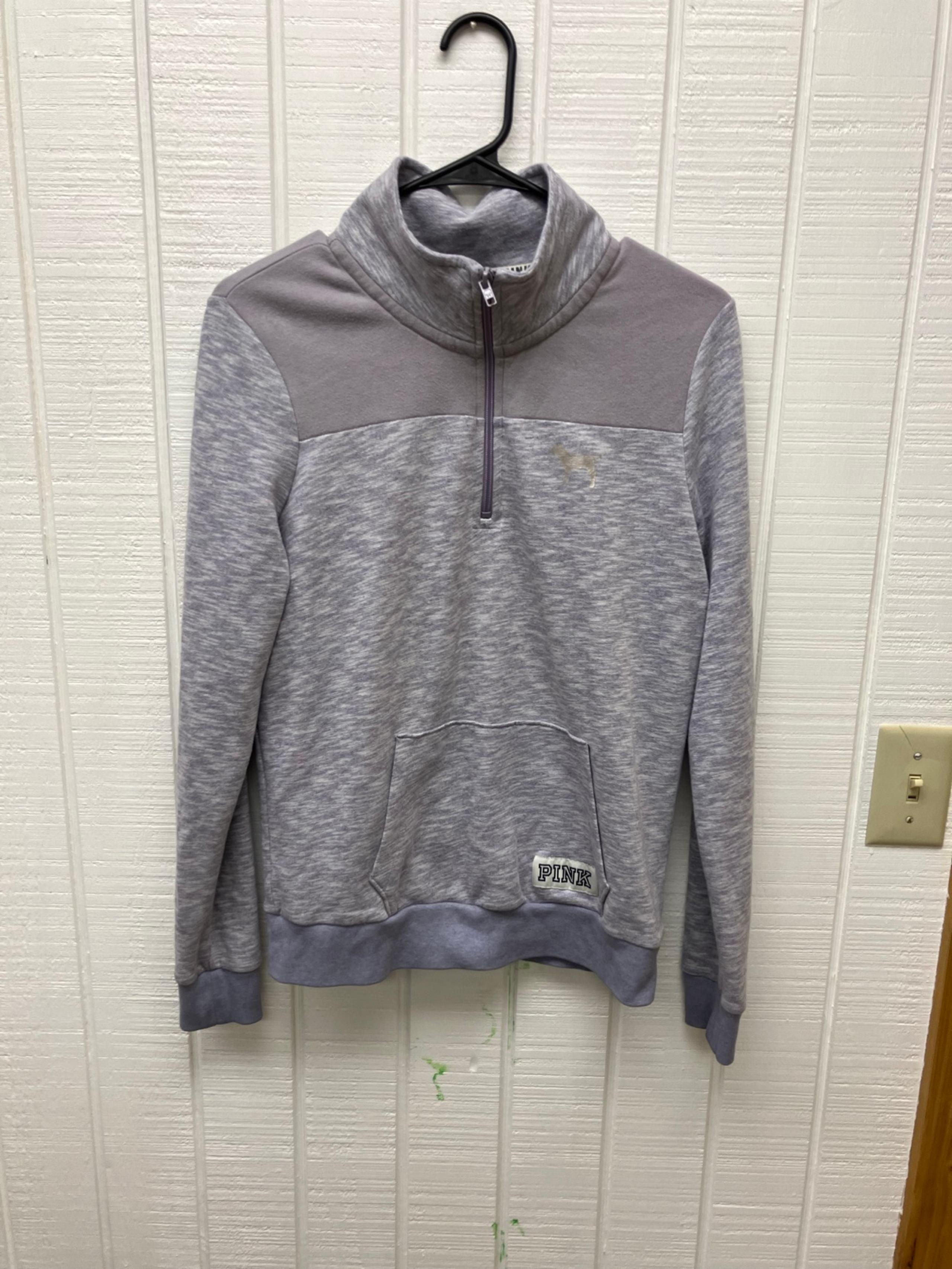 Victoria’s Secret PINK Grey Quarter Zip Sweatshirt—Women’s Small