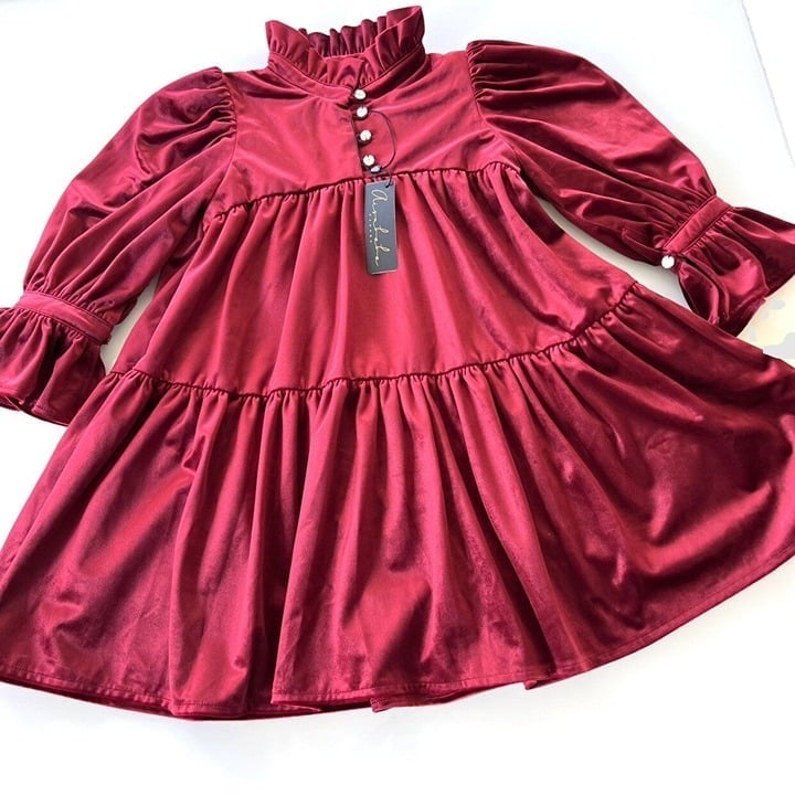 NWT Aisabobo Ruby Red Velvet Dress