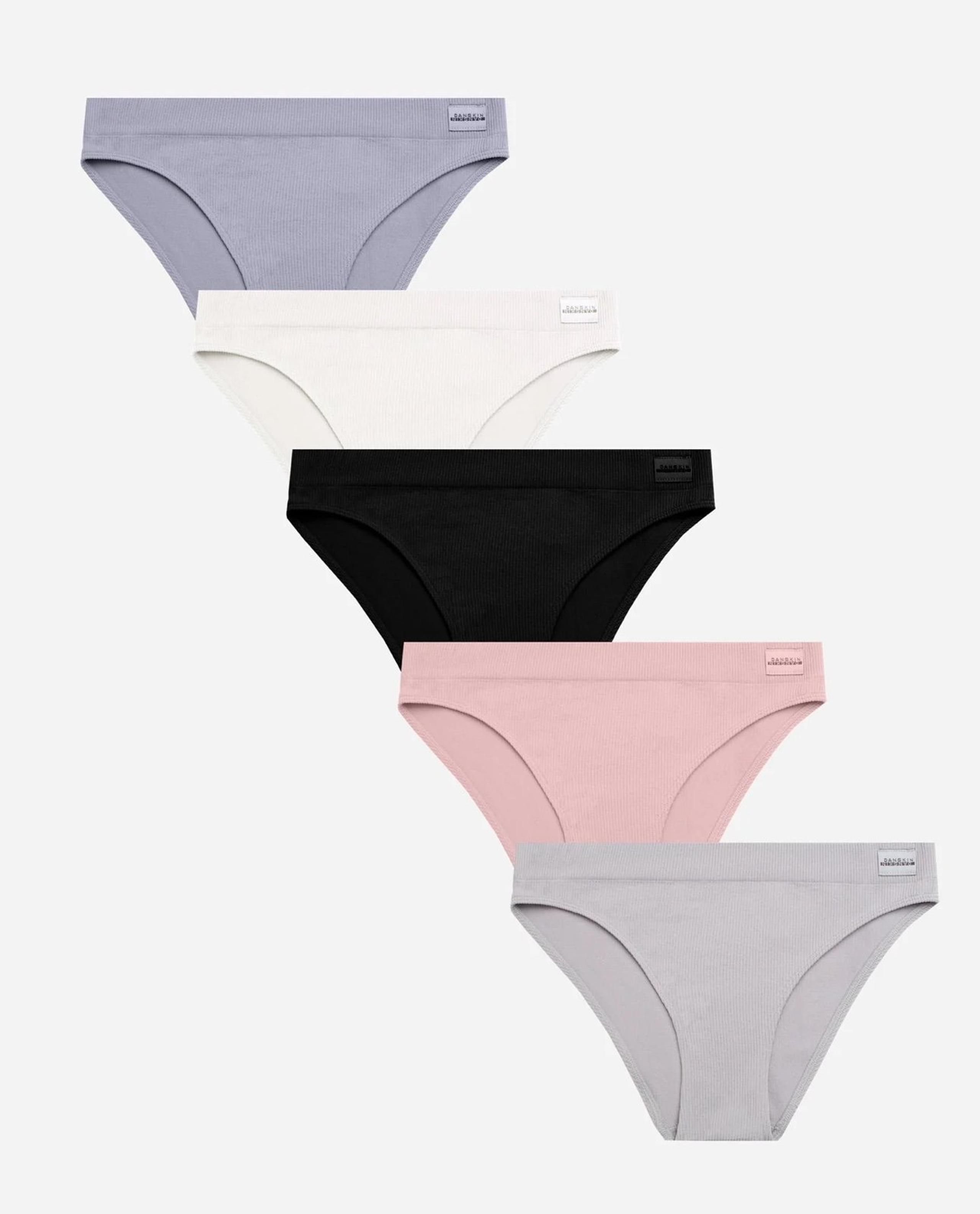 Danskin 5 Pack Seamless Ribbed Bikini Underwear