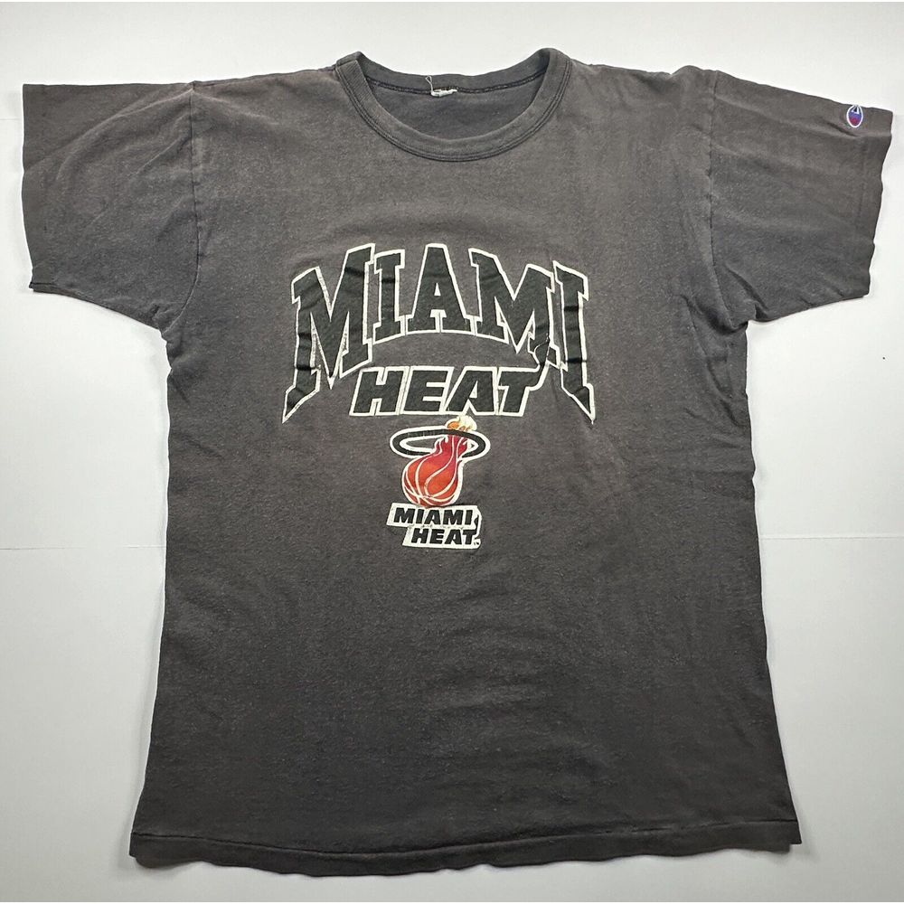 Vintage Miami Heat 88-89 Season Black Faded Shirt M/L Champion Single Stitch