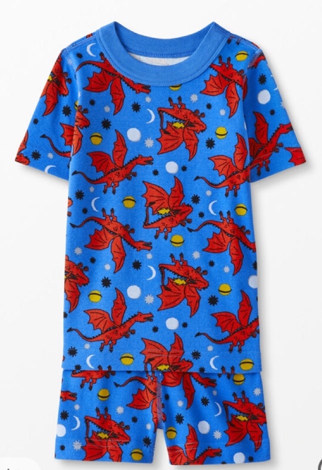 Hanna Andersson Short John Pajamas In Organic Cotton Space Dragons Size 3