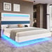 Queen Floating Bed Frame with LED Lights, USB Ports, & Storage NEVER USED