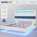 Queen Floating Bed Frame with LED Lights, USB Ports, & Storage NEVER USED
