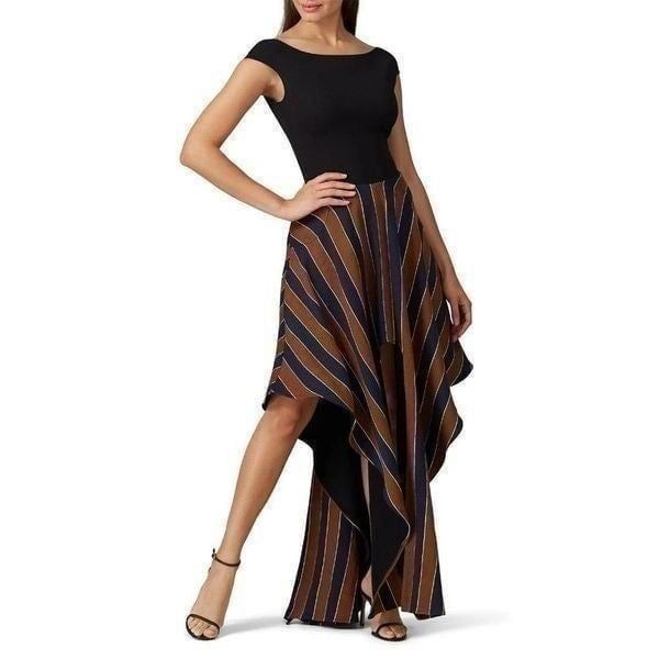 Esteban Cortazar Striped Open Back Dress Size 36