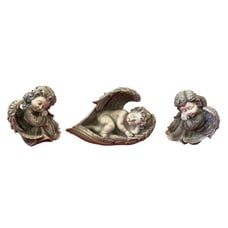 Lot Of 3 Hand Crafted Guardian Angel Baby Figures Sitting Sleeping Weatherproof