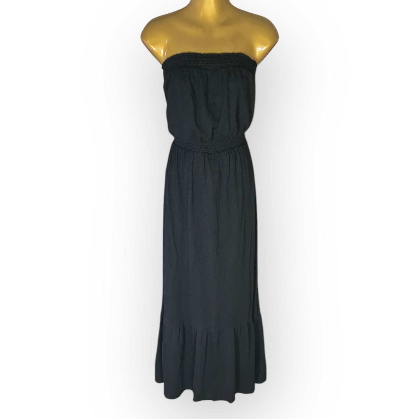 Daily Practice Anthropologie Maxi Dress Strapless Ruffle Hem Casual Black Size M