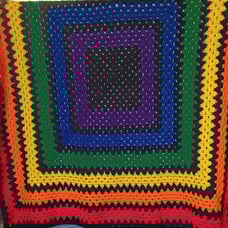 Crocheted Afghan 48 Inch Square LBGQT\Pride Colors With Black Accents 《NEW》