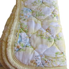Vintage 1978 Dundee Chix Country Sunshine Yellow Baby Quilt Bears Kitties Ducks