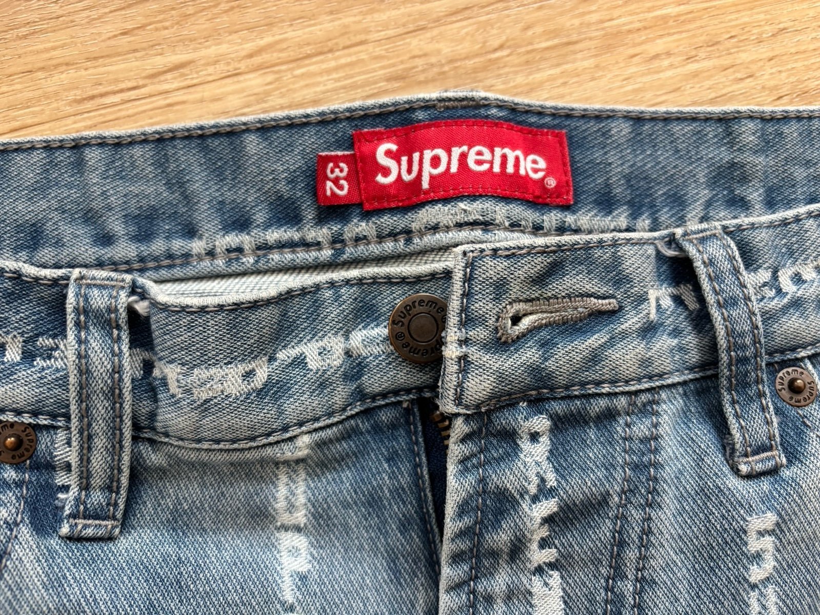 supreme logo stripe jacquard regular jean straight leg