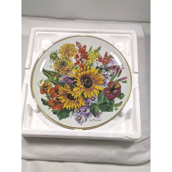 1987 Hutschenreuther U. Band Plate Herbstgold Flowers Autumn Fall w/ COA, Box