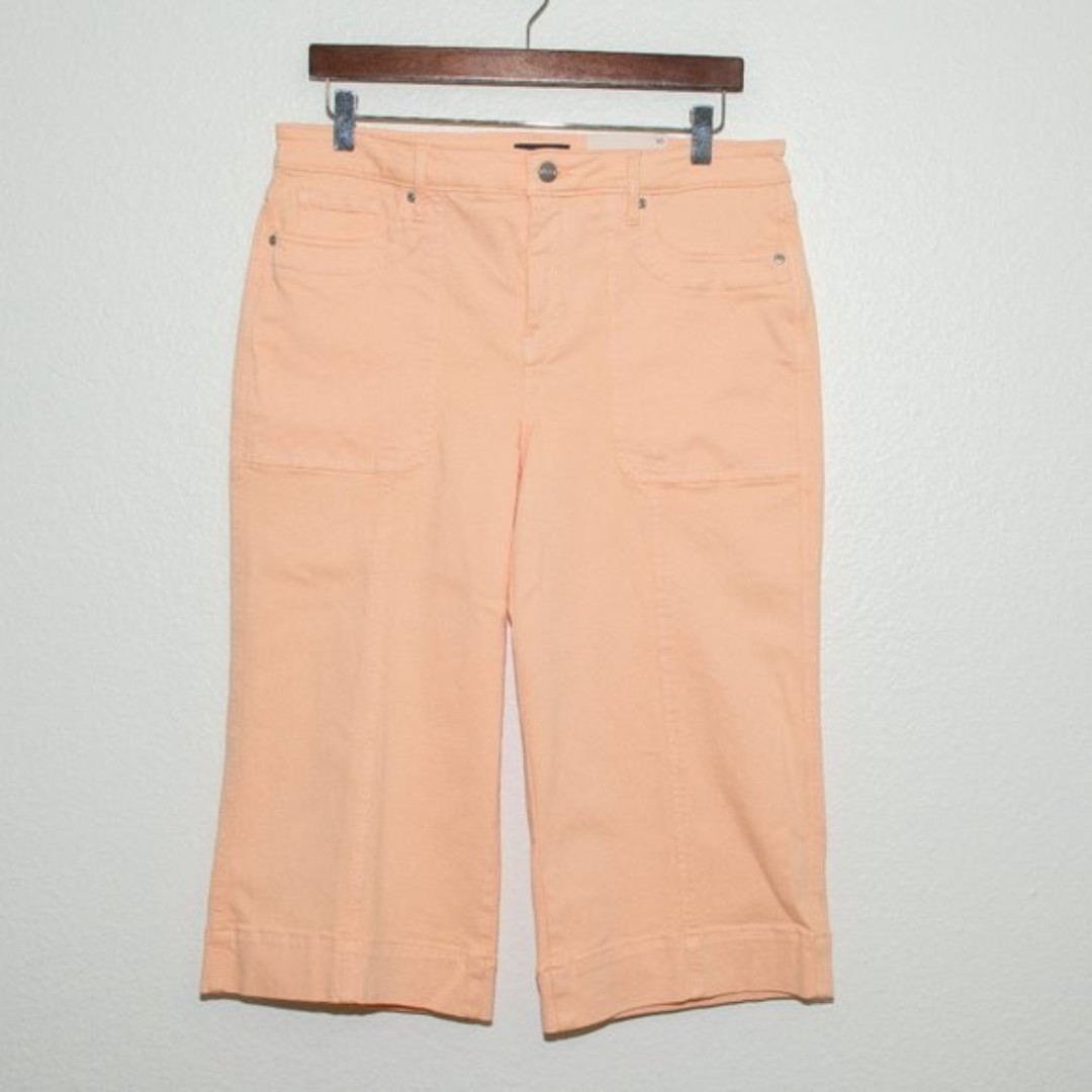 NYDJ Wide Leg Pedal Pusher Crop Jeans Leon Melon Sz 10