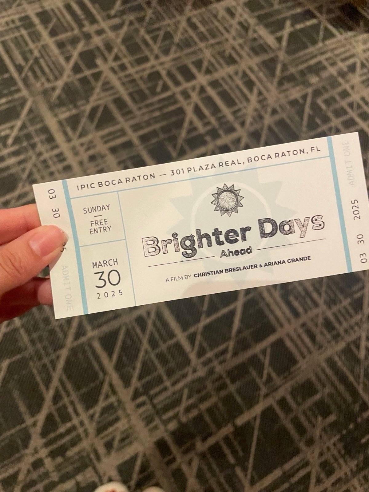 brighter days ahead ticket given at screening