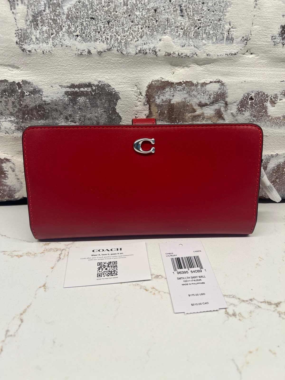 Coach Essential Slim Wallet Ruby CH823 NWT