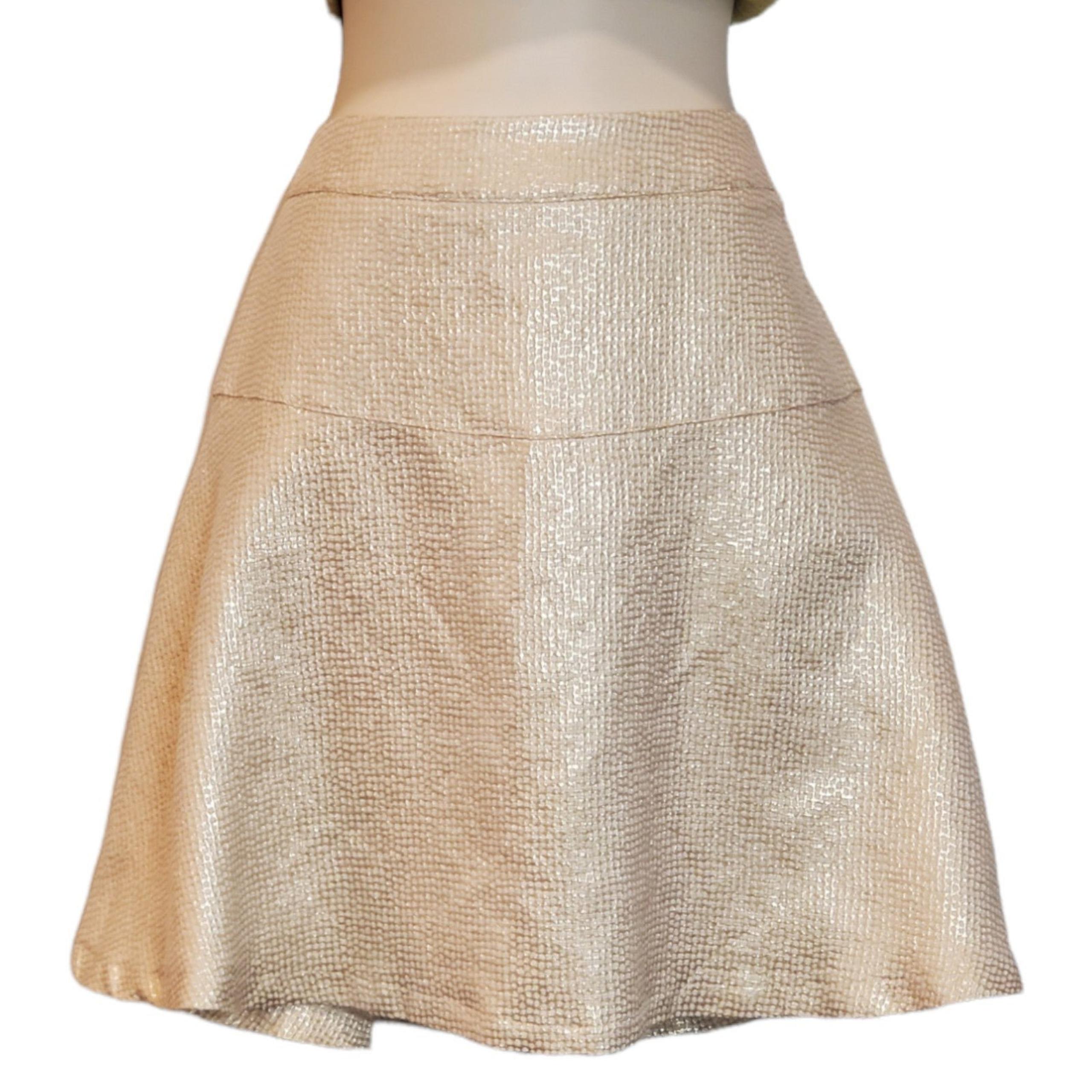 New York and Company Women's Gold Beige Skirt Sz 4 A-Line Above Knee