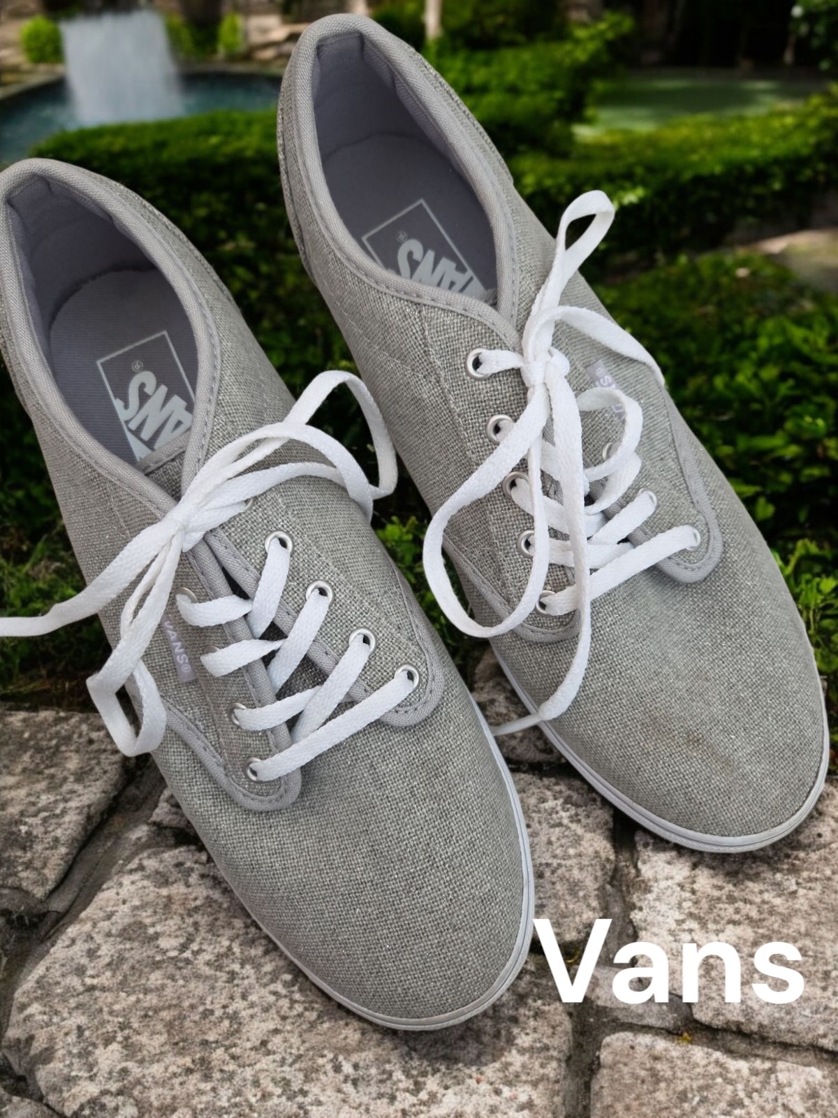 *0461 Vans used once glitter canvas shoes sneakers women size 7