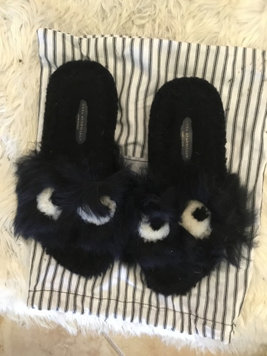 Anya Hindmarch shearling eye sandals size 41 UK Anya Hindmarch