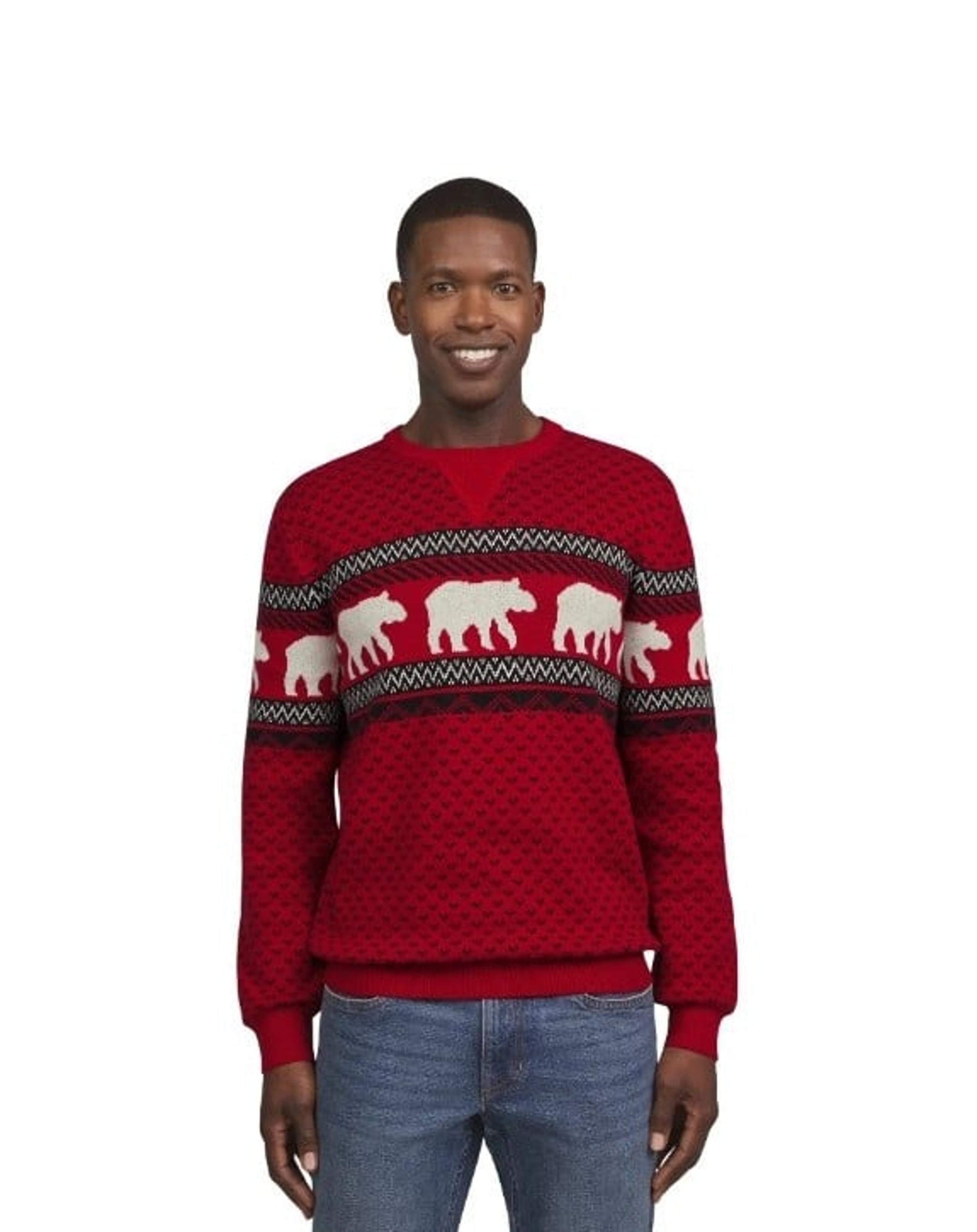 Sweater Mens Red Fair Isle Polar Bears Crew Neck Pullover Size Large - Chaps