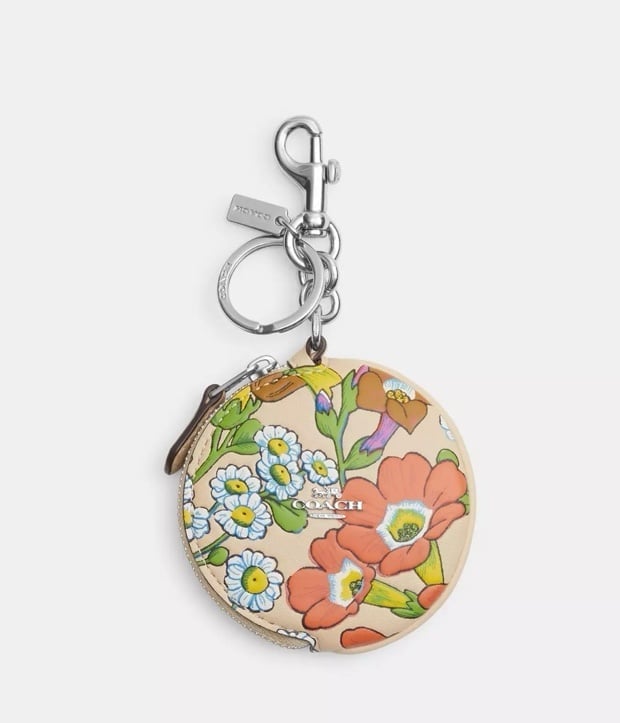 CR494 Coach Circular Coin Pouch With Floral Print