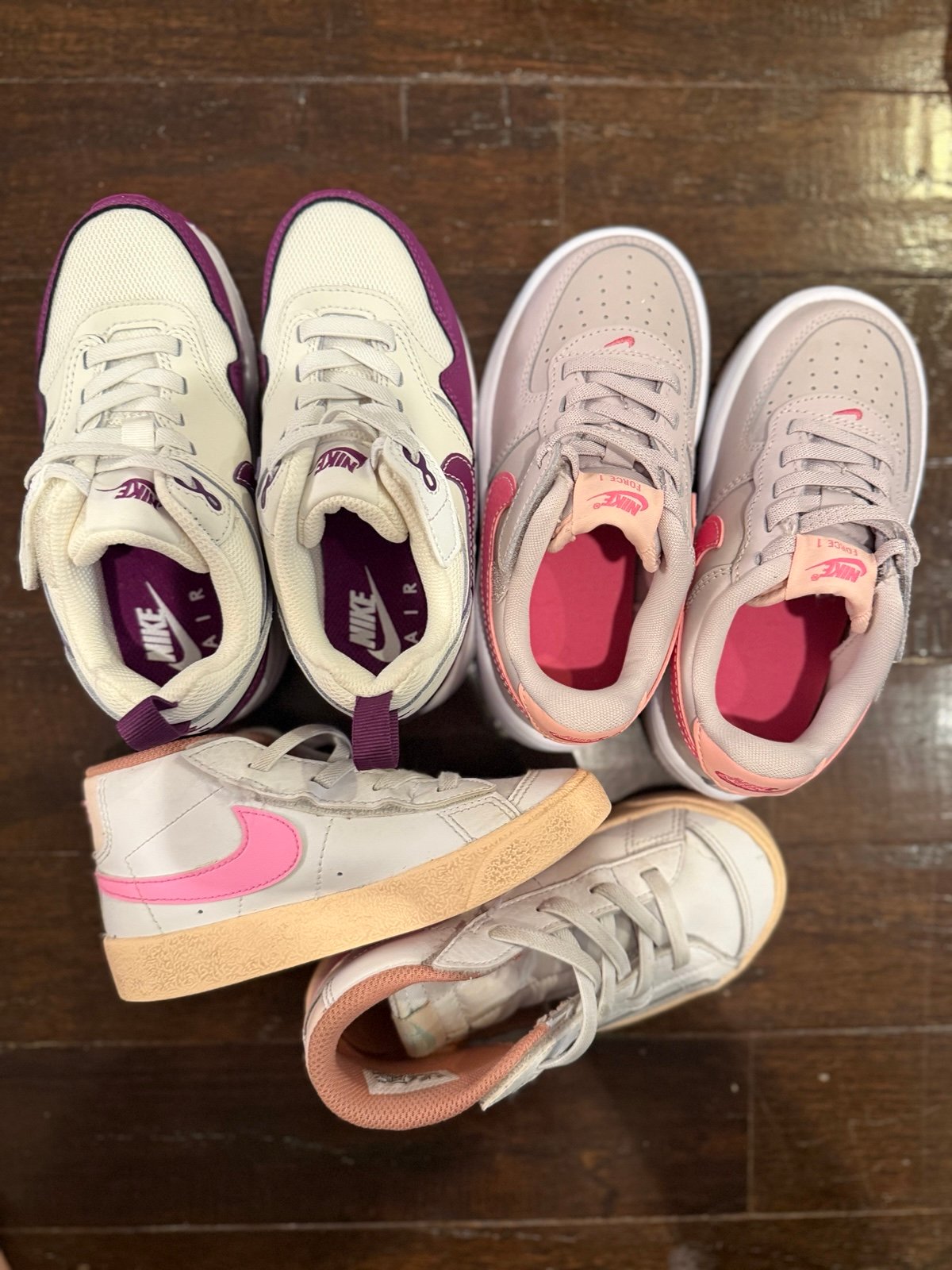 Nike Pink and Purple shoes for girl size 10 Nike air lot of 3