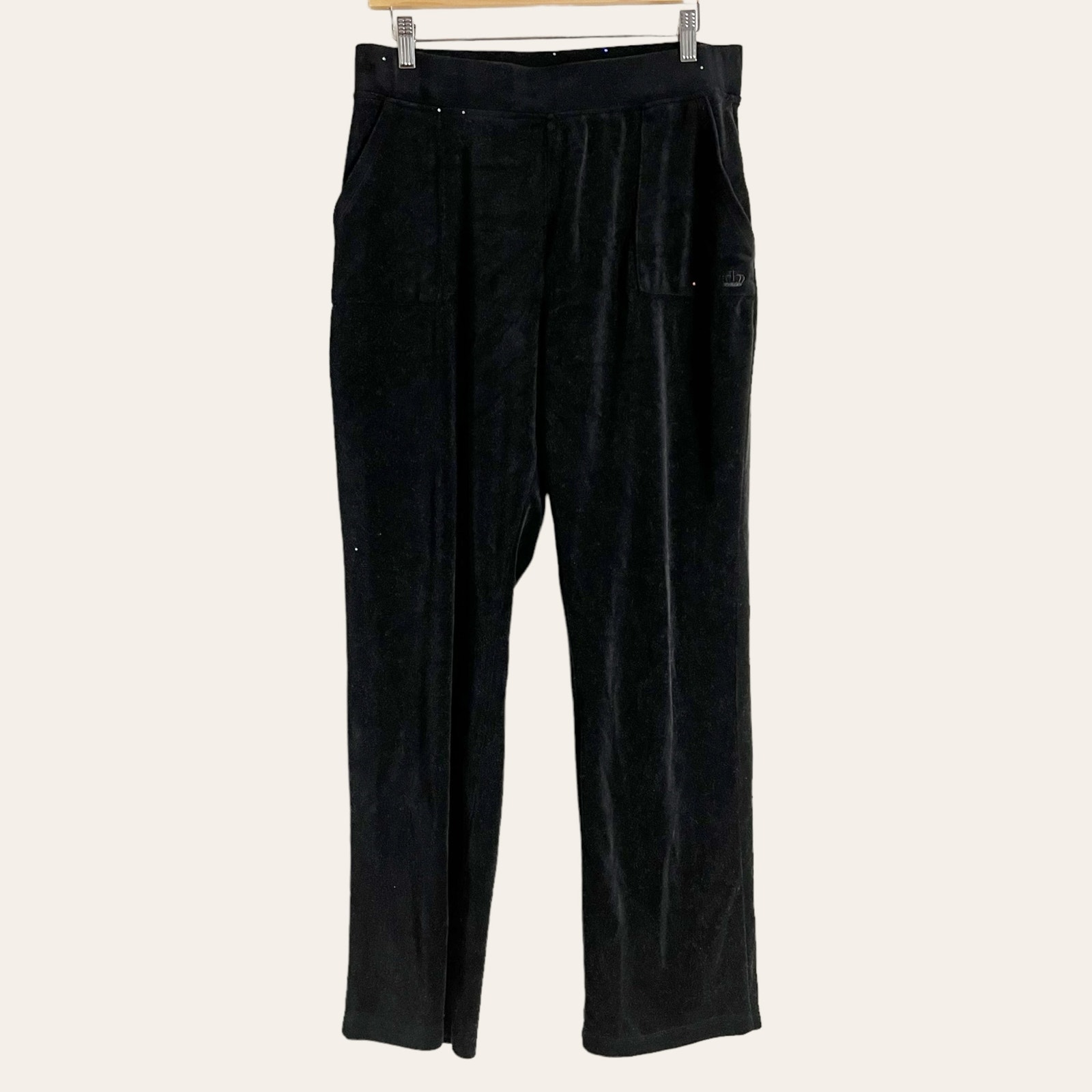 Juicy by Juicy Couture Black Velour Pull-On Y2K Lounge Sweatpants Size Large
