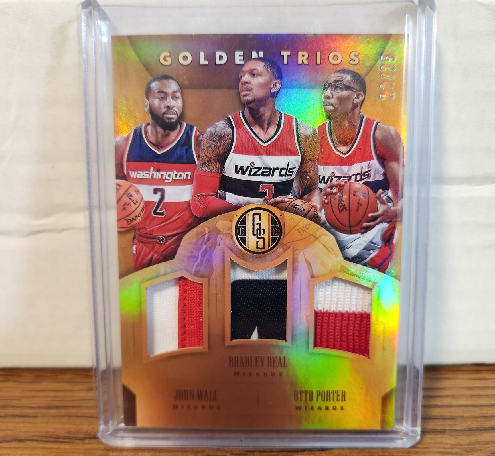 John Wall Bradley Beal Otto Porter Patch Washington Wizard Panini Gold Standard